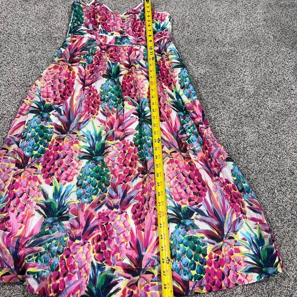 J.Crew Cotton Sleeveless Midi Dress Size 2T Ratti Pineapple Pink Tropical Preppy - Picture 8 of 13